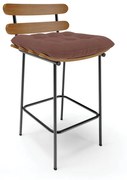 Banqueta Costela Veludo Base Metálica Preto - D'Rossi - Rose