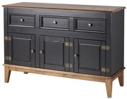 Buffet Antoine Preto 3 Portas 3 Gavetas Base Amendoa 114cm - 54724 Sun House