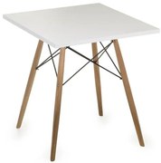 Mesa Eames 60 cm Tampo Quadrado Branco Base Madeira Clara - 28713 Sun House