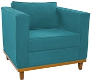 Poltrona Decorativa Europa Suede Azul Turquesa ADJ Decor