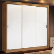 Guarda-Roupa Casal Madesa Mônaco 3 Portas de Correr Rustic/Branco Cor:Rustic/Branco