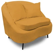 Poltrona Decorativa Orgânica Pé Ferro Preto Zaya Bouclê C05 - D'Rossi - Mostarda