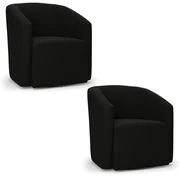 Poltrona Decorativa Base Giratória Kit 2 Stella Max Suede D03 - D'Rossi - Preto