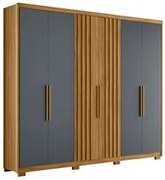 Guarda Roupa Casal 6 Portas 4 Gavetas 260cm Gaia M07 Freijó/Cinza - Mp