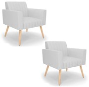 Kit 2 Poltronas Viena Gomada Linho Cinza A05 Pés Palito Natural - D'Rossi