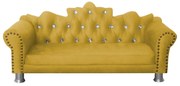 Mini Divã Sofá Realeza Cama Pet para Cães ou Gatos Elegante Suede Amarelo