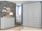Jogo de Quarto Infantil Guarda Roupa e Cômoda Lua Z39 Cinza - Mpozenat