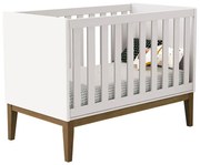 Berço Mini Cama Theo com Pés Square Mel - Branco Fosco