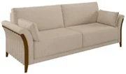 Sofá Living 3 Lugares 222cm Pés Madeira Roya Z32 Linho Cru - Mpozenato