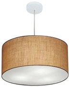 Lustre Pendente Cilíndrico Md-4213 Cúpula em Tecido 50x30cm Palha - Bivolt