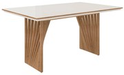 Mesa de Jantar Retangular Anny 160x90 cm Off White com Base de Madeira Mel - D'Rossi