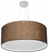 Lustre Pendente Cilíndrico Duplo Md-4303 Cúpula em Tecido 70x30cm Café - Bivolt