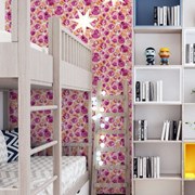 Papel de Parede geométrico bolotas rosas e laranja 0.52m x 3.00m