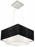 Lustre Pendente Duplo Quadrado Vivare Md-4157 Cúpula em Tecido 40x35cm Preto / Branco - Bivolt