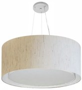 Lustre Pendente Cilíndrico Duplo Md-4303 Cúpula em Tecido 70x30cm Linho Bege - Bivolt