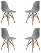 Kit 04 Cadeiras Eames Eiffel PP Cinza Base Madeira - 73127 Sun House