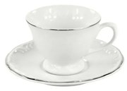 Xícara Café Com Pires 70Ml Porcelana Schmidt - Dec. Filetado Prata Pomerode 0012