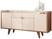 Balcão Aparador Buffet 4 Portas Melodia Off White/Nature - HB Móveis