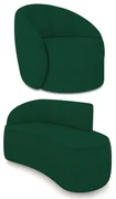 Sofá 2 Lugares Orgânico 140cm Morgan e Poltrona Lua Bouclê D03 - D'Rossi - Verde