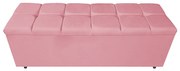 Calçadeira Estofada Manchester 140 cm Casal Suede Rosa Bebê - ADJ Decor