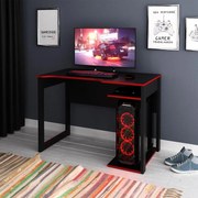 Mesa Gamer Escrivaninha Home Office Nicho Preto Vermelho