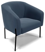 Poltrona Decorativa Pé de Ferro Preto Stella Suede D03 - D'Rossi - Azul Marinho