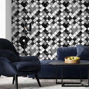 Papel de Parede Geométrico Preto e Branco 0.52m x 3.00m