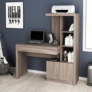 Mesa escrivaninha Estante Home Office 2 portas 1 Gaveta Carv