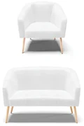 Sofá Namoradeira e Poltrona Pé Palito Natural Stella Sintético PU D03 - D'Rossi - Branco