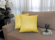 Kit 2 Almofadas Decorativas 40x40 Tecido Suede Amarelo