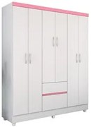 Guarda Roupa Casal Flex 6 Portas 2 Gavetas Flash II D02 Branco/Rosa/Br