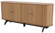 Balcão Buffet Pés Retrô 180cm 4 Portas Miles D01 Freijó/Preto Fosco -