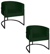 Poltrona Base Industrial Preto Kit 2 Lety Veludo S05 - D'Rossi - Verde
