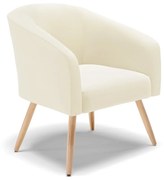 Poltrona Decorativa Pé Palito Natural Stella Cotelê Int/Veludo D03 - D'Rossi - Off White