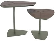 Conjunto de Mesa Lateral Klaus Tampo Recouro Caramelo e Base Dourada - 67809 Sun House