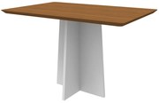 Mesa de Jantar Retangular Angra 120 cm Imbuia Base Off White - D'Rossi