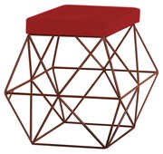 Puff Decorativo Sala de Estar Base Bronze Trixie Suede Vermelho G41 - Gran Belo