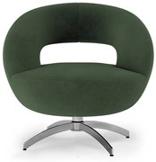 Poltrona Decorativa Base Giratória Topázio Veludo Verde - Sheep Estofados - Verde escuro