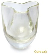 Vasinho Trevo 3 Transparente com Ouro Murano Cristais Cadoro