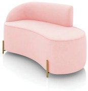Sofá 2 Lugares Orgânico 140cm Pé Dourado Morgan Suede D03 - D'Rossi - Rosa Bebê