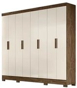 Guarda Roupa Casal 8 Portas 4 Gavetas 236cm Ágata M07 Castanho Wood/Of