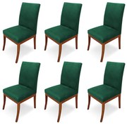 Conjunto 6 Cadeiras Raquel para Sala de Jantar Base de Eucalipto Suede Verde Bandeira