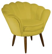 Poltrona Decorativa Pétala Pés Palito Suede Amarelo - Sheep Estofados