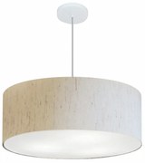 Lustre Pendente Cilíndrico Md-4079 Cúpula em Tecido 60x21cm Linho Bege - Bivolt