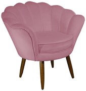 Poltrona Decorativa Pétala Pés Palito Suede Rosa - Sheep Estofados