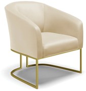 Poltrona Decorativa Industrial Dourado Stella Sintético Bege D03 - D'Rossi