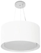 Lustre Pendente Cilíndrico Duplo Md-4299 Cúpula em Tecido 45x30cm Branco - Bivolt