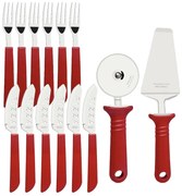 Kit para Pizza Tramontina com L&acirc;minas em A&ccedil;o Inox e Cabos de Polipropileno 14 Pe&ccedil;as Vermelho