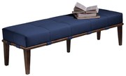 Recamier Decorativo 160cm Martínez Veludo Pés Madeira Azul/Imbúia G62 - Gran Belo