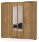 Guarda Roupa Casal 6 Portas com Espelho 223cm Luko V02 Nature/Brisa -